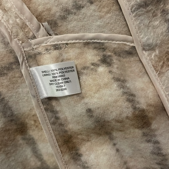 Liz Claiborne Womens Crossover Beige Plaid Loose Knit Soft Dress Coat size S - Picture 6 of 7